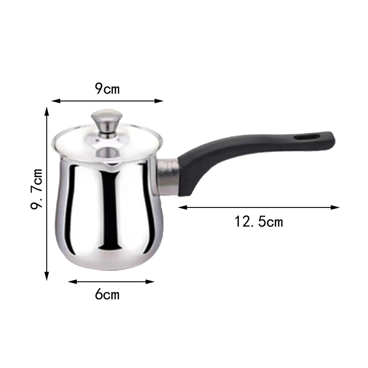 Pote de café turco de aço inoxidável, cabo longo, jarro de derretimento de manteiga de chocolate, acessórios de cozinha para barista, pote portátil para acampamento