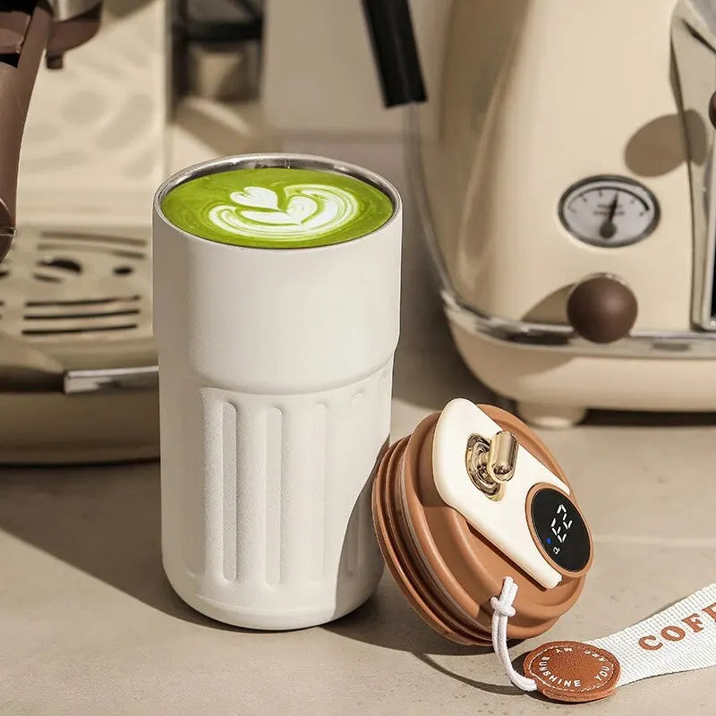 Display de temperatura xícara de café copo de isolamento de aço inoxidável de alto valor masculino e feminino copo de água de dupla camada portátil copo de transporte