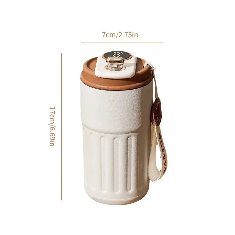 Display de temperatura xícara de café copo de isolamento de aço inoxidável de alto valor masculino e feminino copo de água de dupla camada portátil copo de transporte