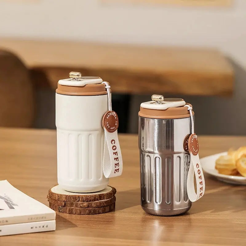 Display de temperatura xícara de café copo de isolamento de aço inoxidável de alto valor masculino e feminino copo de água de dupla camada portátil copo de transporte