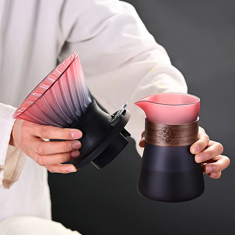 Conjunto de gotejador inteligente de café de imersão, filtros despeje sobre cafeteira, cônico, fabricado à mão, vidro reutilizável, filtro de gotejamento de café v02