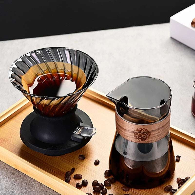 Conjunto de gotejador inteligente de café de imersão, filtros despeje sobre cafeteira, cônico, fabricado à mão, vidro reutilizável, filtro de gotejamento de café v02