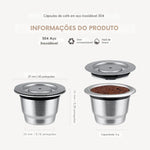 Cápsula recarregável de aço inoxidável do café do copo reusável das cápsulas do café do nespresso que reenche o coffeeware do filtro