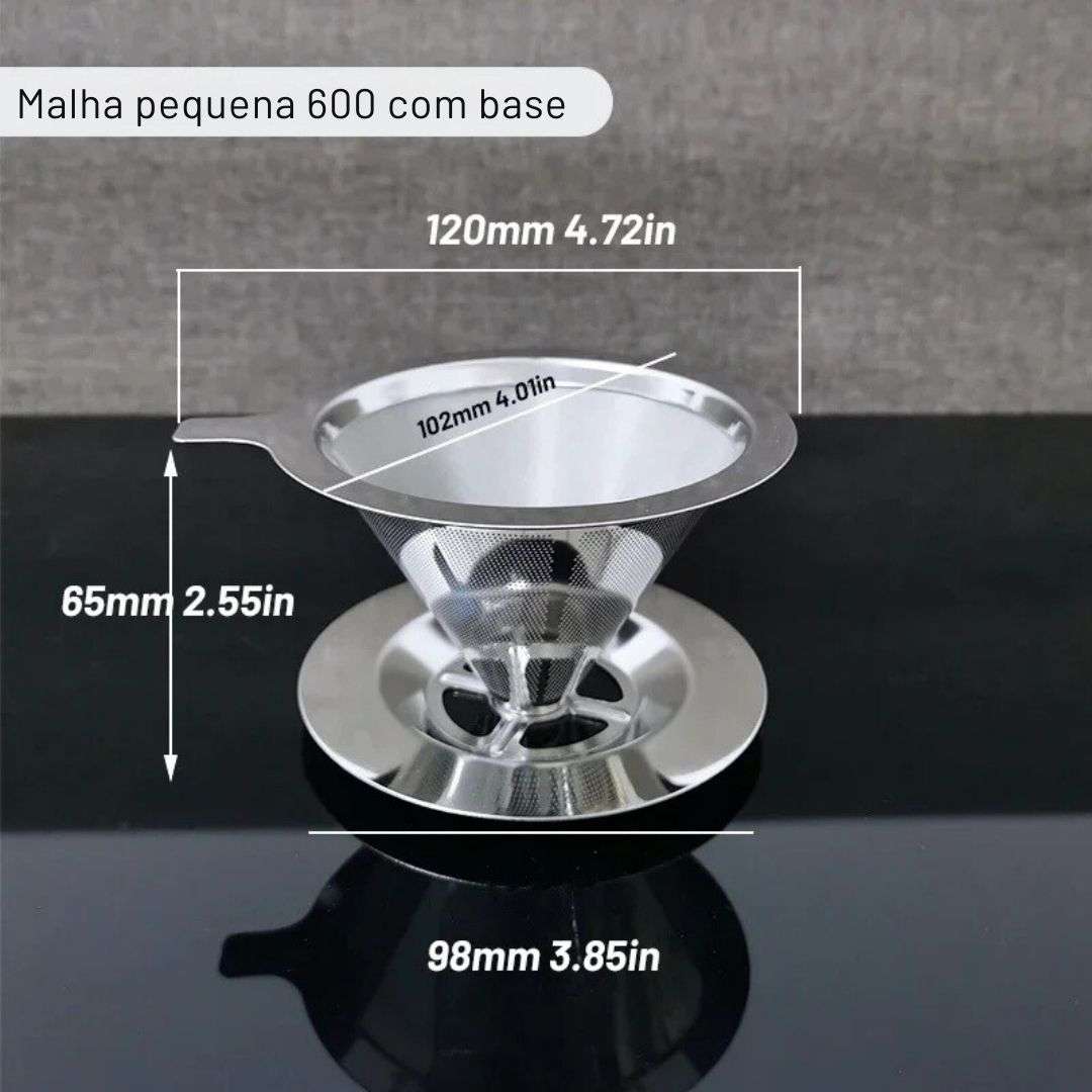 Suporte de filtro de aço inoxidável reutilizável, dupla camada, Despeje sobre cafés gotejamento malha, cesta de chá, café ferramentas, 304