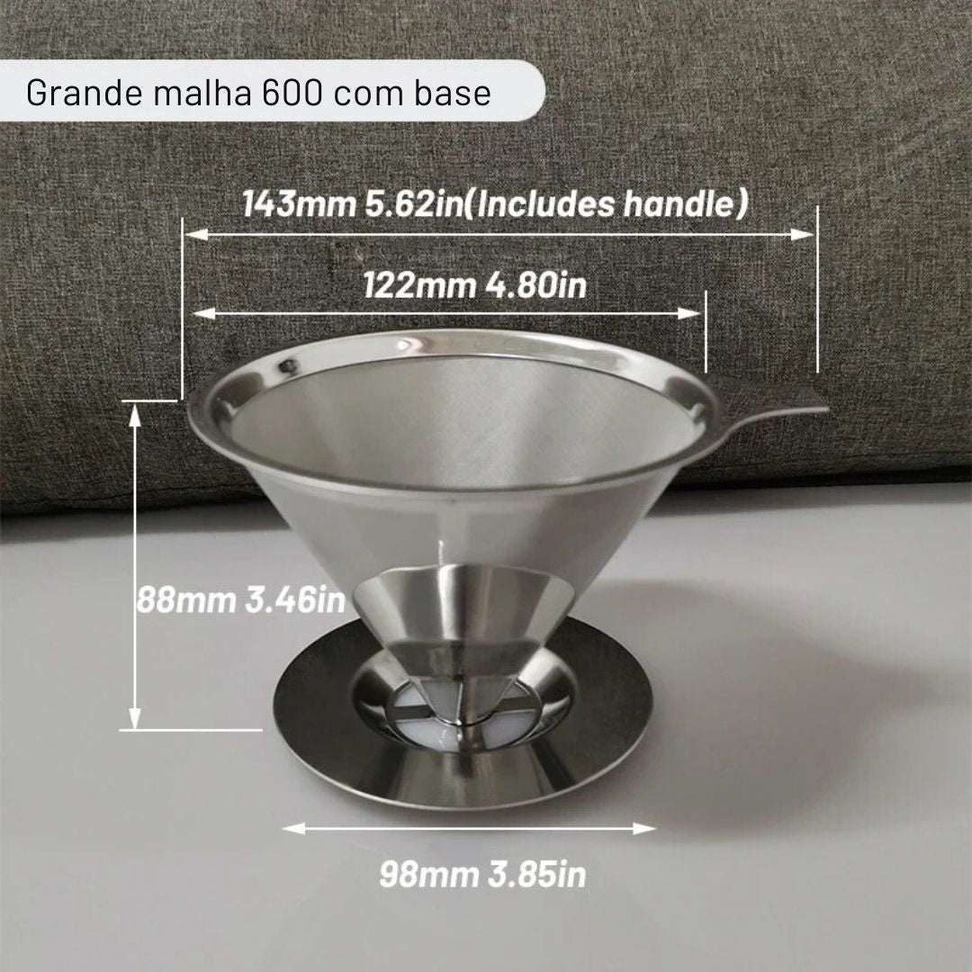 Suporte de filtro de aço inoxidável reutilizável, dupla camada, Despeje sobre cafés gotejamento malha, cesta de chá, café ferramentas, 304