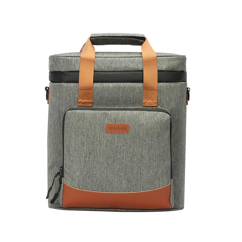 DENUONISS-Saco térmico do piquenique do couro à prova de vazamento, saco refrigerando do vinho, saco térmico portátil, saco do refrigerador do vintage, 100% Leakproof, novo, 2020