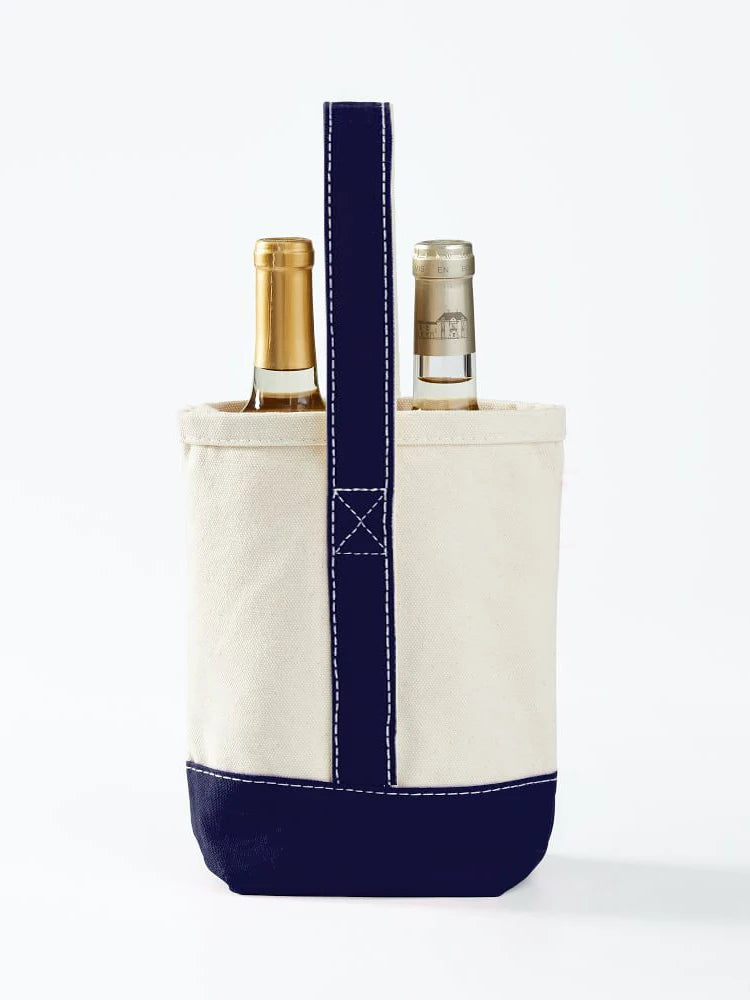 Portadora de Vinho Duplo Tote com Divisor Removível, Lona, 2 Wine Bag, Extremamente Resistente e Lavável, Grosso, Personalizado Aceito, 20oz