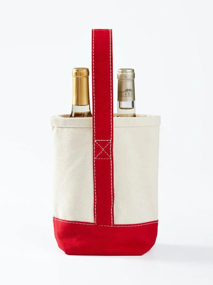 Portadora de Vinho Duplo Tote com Divisor Removível, Lona, 2 Wine Bag, Extremamente Resistente e Lavável, Grosso, Personalizado Aceito, 20oz
