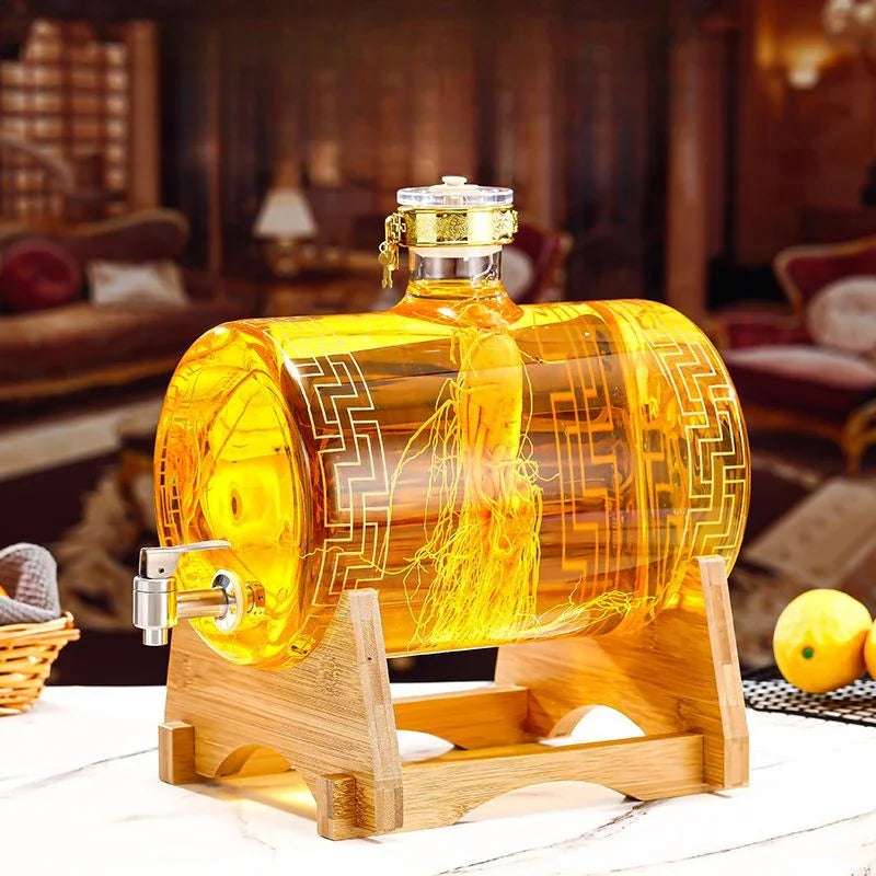 Garrafa de vidro de vinho de luxo com torneira selada de alta qualidade, Garrafa de medicina Ginseng Baijiu Garrafa vazia com torneira