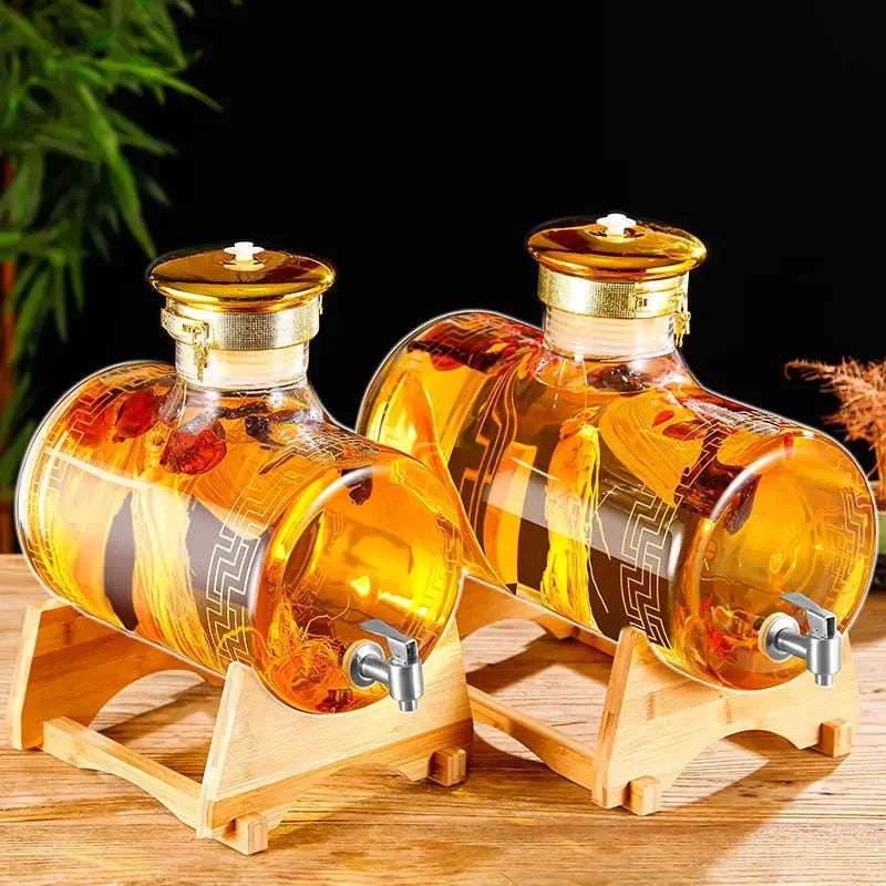 Garrafa de vidro de vinho de luxo com torneira selada de alta qualidade, Garrafa de medicina Ginseng Baijiu Garrafa vazia com torneira