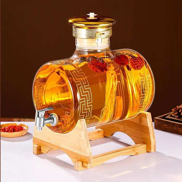 Garrafa de vidro de vinho de luxo com torneira selada de alta qualidade, Garrafa de medicina Ginseng Baijiu Garrafa vazia com torneira