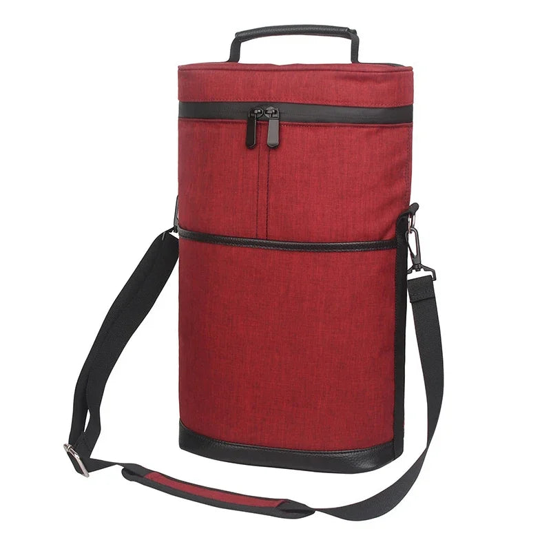 Bolsa térmica isolada para garrafa de vinho, alça de ombro ajustável térmica para piquenique ao ar livre, transportadora de viagem, sacola de vidro de vinho