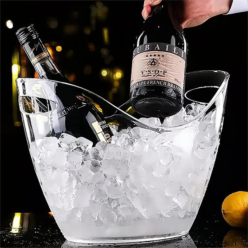 Plastic Ice Bucket para Champagne, uísque, vinho, cerveja Coolers, Chilling Bucket, Ice Cube Container para Bar, clube, festa, Home Gatherings, 4L