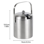 Balde De Gelo De Aço Inoxidável Com Pinças, 1.3L, Filtro De Parede Dupla, Punho, Casa, Bar, Refrigeração, Cerveja, Champanhe, Baldes Refrigeradores