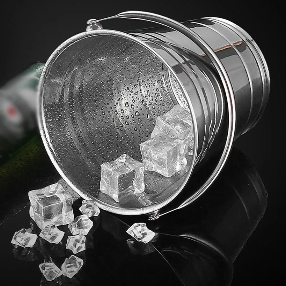 Balde De Gelo Portátil De Aço Inoxidável, Recipiente De Gelo Ao Ar Livre, Vinho e Cerveja Refrigerador, Ice Tong para Festa, Cubo De Gelo Titular, 1.5L