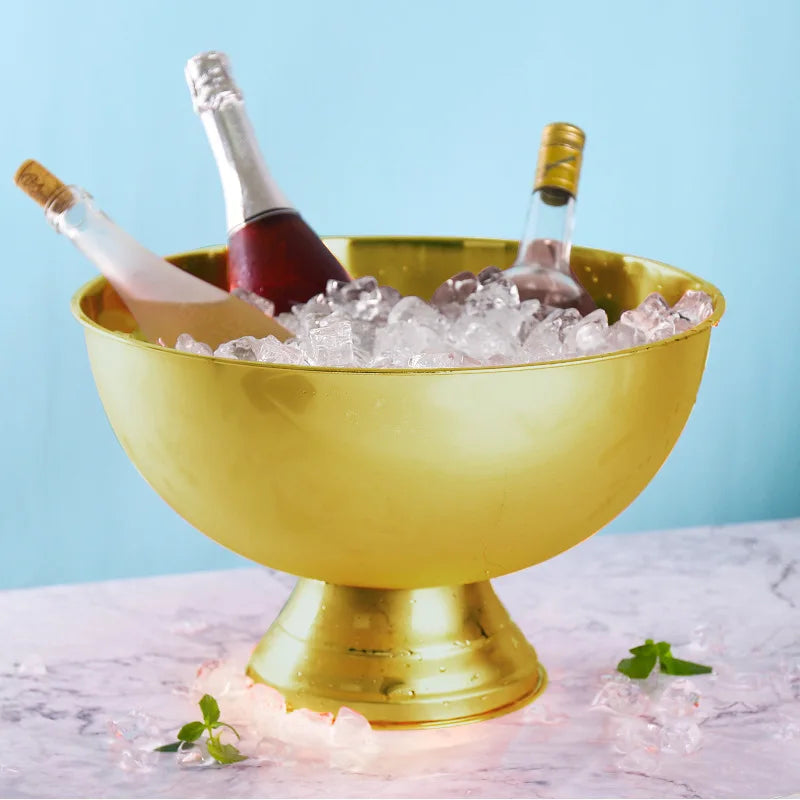 304 Aço Inoxidável Caixa de Gelo, Cervo Cabeça Orelha Champagne Tigela Balde de Parede Dupla Refrigerador de Qualidade Alimentar Balde de Gelo Bar Suprimentos 3L