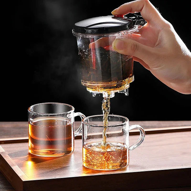 Bule de vidro resistente ao calor, filtragem com um clique, bule de chá, filtro de separação de água, cafeteira, conjunto de utensílios para casa