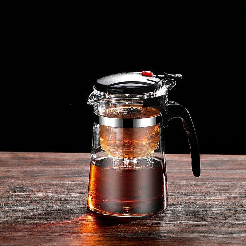 Bule de vidro resistente ao calor, filtragem com um clique, bule de chá, filtro de separação de água, cafeteira, conjunto de utensílios para casa