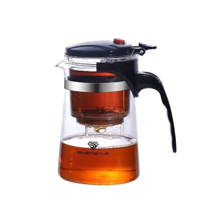 Bule de vidro resistente ao calor, filtragem com um clique, bule de chá, filtro de separação de água, cafeteira, conjunto de utensílios para casa