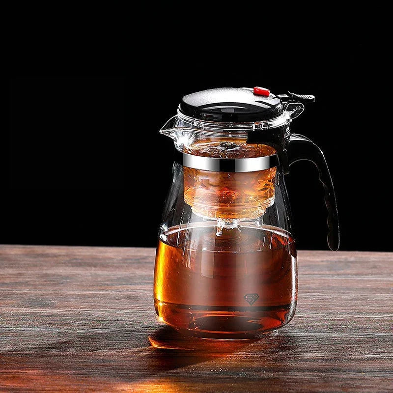 Bule de vidro resistente ao calor, filtragem com um clique, bule de chá, filtro de separação de água, cafeteira, conjunto de utensílios para casa