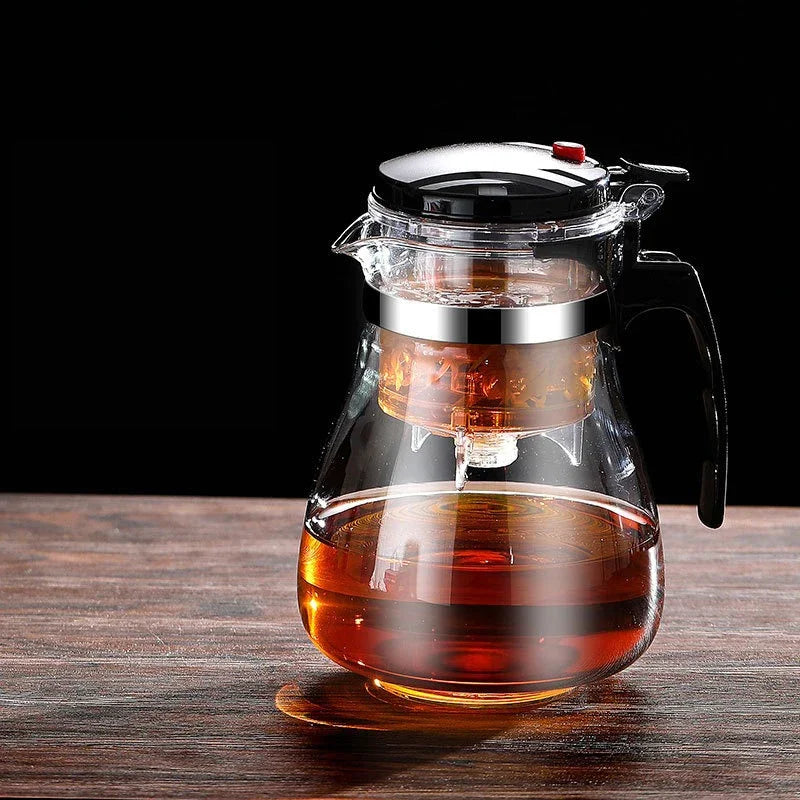 Bule de vidro resistente ao calor, filtragem com um clique, bule de chá, filtro de separação de água, cafeteira, conjunto de utensílios para casa
