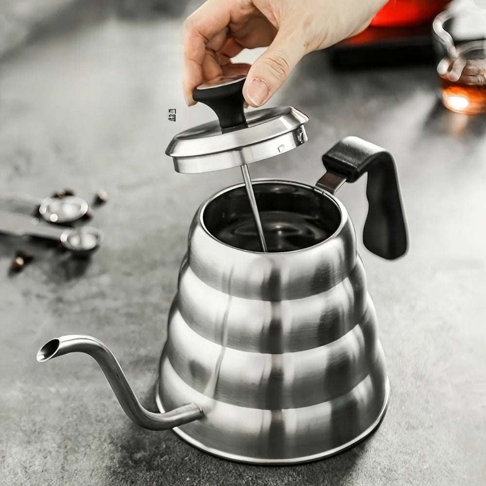 Chaleira Bico de Ganso Barista de Aço Inoxidável com Controle de Temperatura