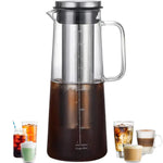 Leeseph Hermético Cold Brew e Cafeteira Gelada Infusor de Chá Garrafa De Vidro Com Filtro De Aço Inoxidável Removível, 1.0L, 34oz