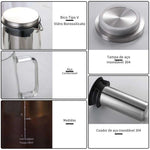 Leeseph Hermético Cold Brew e Cafeteira Gelada Infusor de Chá Garrafa De Vidro Com Filtro De Aço Inoxidável Removível, 1.0L, 34oz