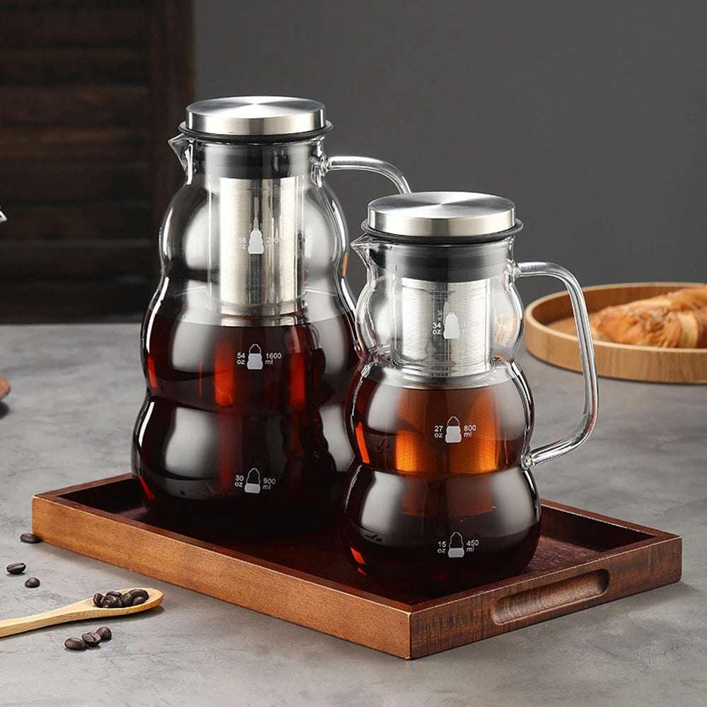 Cold Brew Iced Coffee Maker, Infusor hermético de chá, Jarra De Vidro Com Filtro De Aço Inoxidável Removível, 1L 1.4L 2L