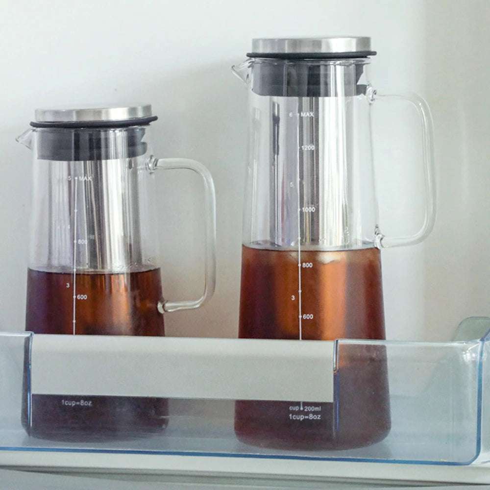 Cold Brew Iced Coffee Maker, Infusor hermético de chá, Jarra De Vidro Com Filtro De Aço Inoxidável Removível, 1L 1.4L 2L