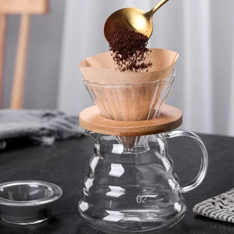 Despeje Sobre Cafeteira, Servidor de Café Carafe, Gotejador De Vidro, Filtro, 1-4 Copos, 360 ml, 600ml