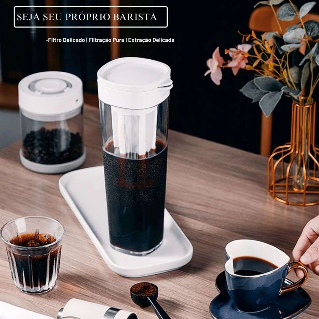 Máquina de infusão fria, Chaleira, Jarro de água, Fazendo café gelado, Chá de frutas de limonada para geladeira, 1.1L, Verão