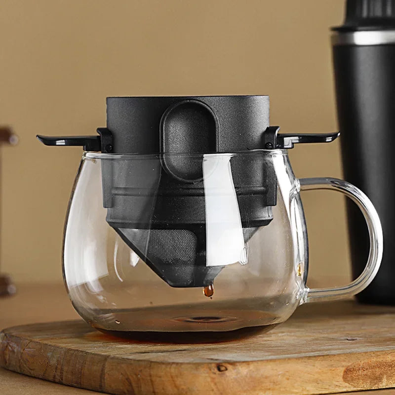 304 aço inoxidável portátil filtro de café gotejamento suporte de chá de café reutilizável caneca gotejador de café conjunto de xícara de chá pote coffeeware