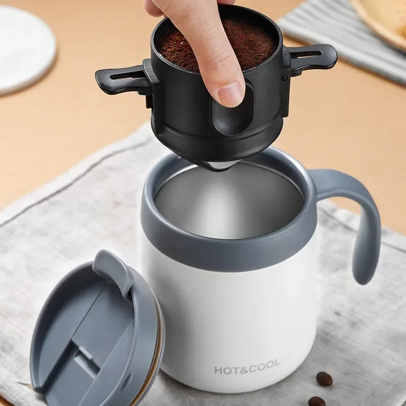 304 aço inoxidável portátil filtro de café gotejamento suporte de chá de café reutilizável caneca gotejador de café conjunto de xícara de chá pote coffeeware