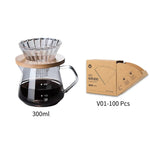 Despeje Sobre Conjunto De Cafeteira, Garrafa De Vidro Com Filtro, Gotejamento Cafeteira para Casa ou Escritório, 600ml, 300ml