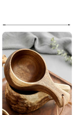Caneca de Madeira Nórdica com Alça e Corda Suspensa - Casa Terroir
