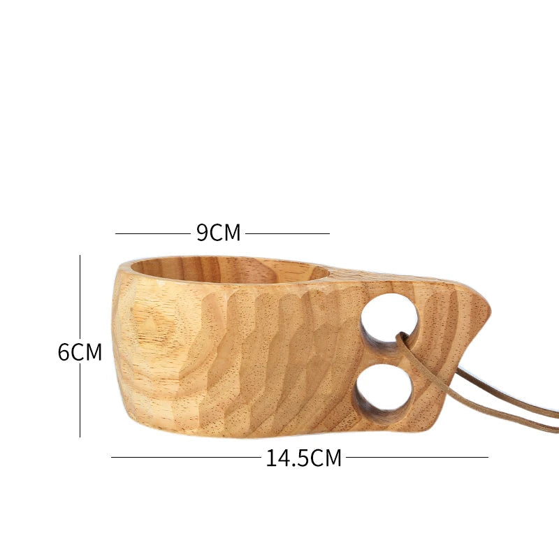 Caneca de Madeira Nórdica com Alça e Corda Suspensa - Casa Terroir