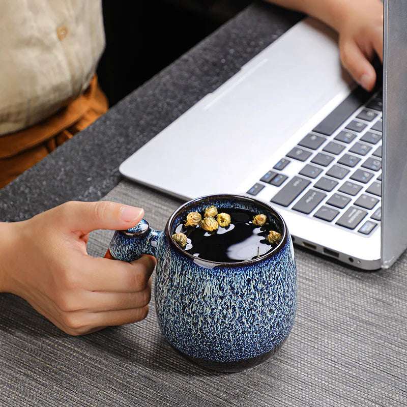 Copo De Café De Cerâmica De Cor Irregular Com Cabo De Madeira, Copo De Chá De Leite, Decoração De Mesa, Caneca Bebendo Do Vintage, Presente Home, Novo