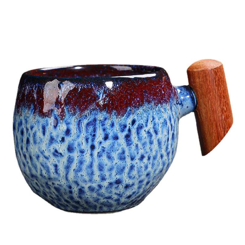 Copo De Café De Cerâmica De Cor Irregular Com Cabo De Madeira, Copo De Chá De Leite, Decoração De Mesa, Caneca Bebendo Do Vintage, Presente Home, Novo