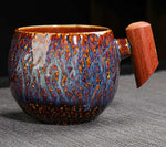 Copo De Café De Cerâmica De Cor Irregular Com Cabo De Madeira, Copo De Chá De Leite, Decoração De Mesa, Caneca Bebendo Do Vintage, Presente Home, Novo