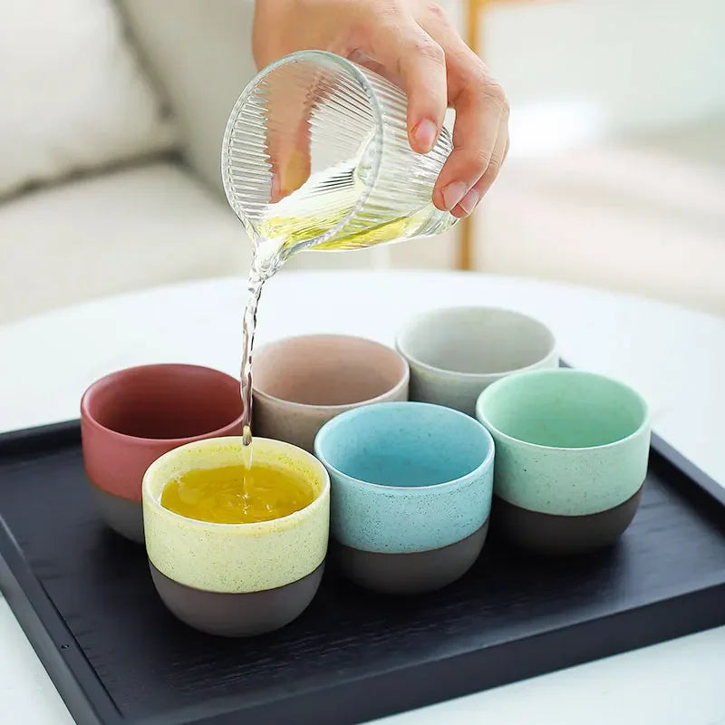 120ml criatividade retro xícaras de chá cerâmica áspera artesanal família mestre copo fosco forno caneca café casa chá chinês kung fu xícara de chá