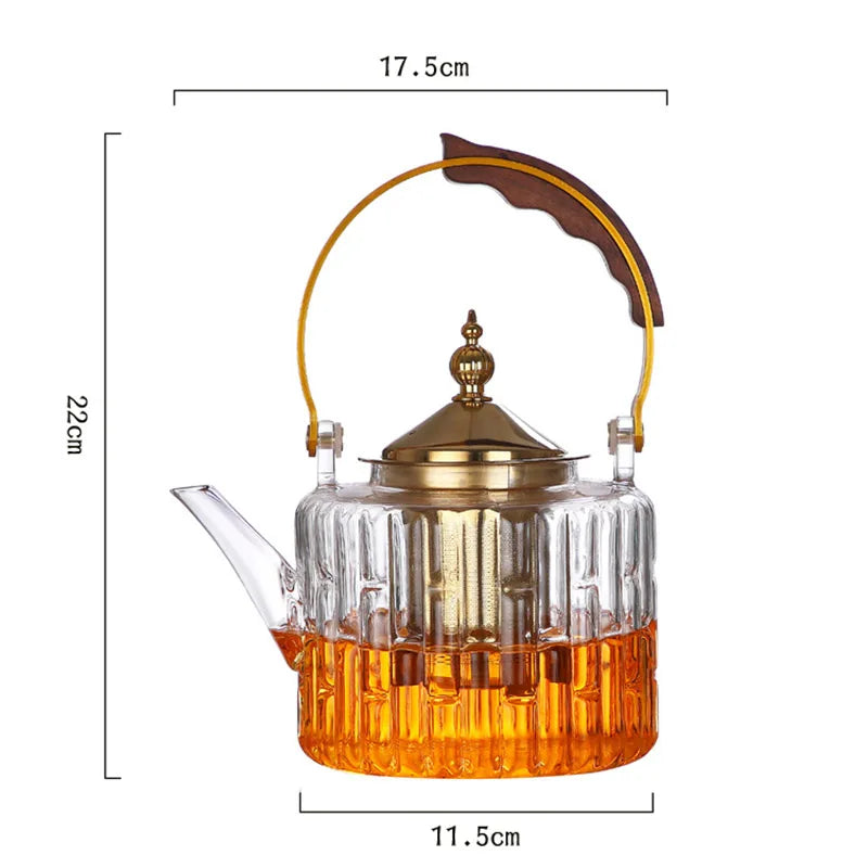 Pote de chá de vidro resistente ao calor com infusor de chá, Chaleira de água para café, Bules de flores