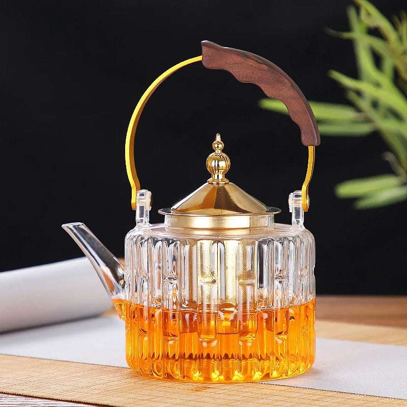 Pote de chá de vidro resistente ao calor com infusor de chá, Chaleira de água para café, Bules de flores