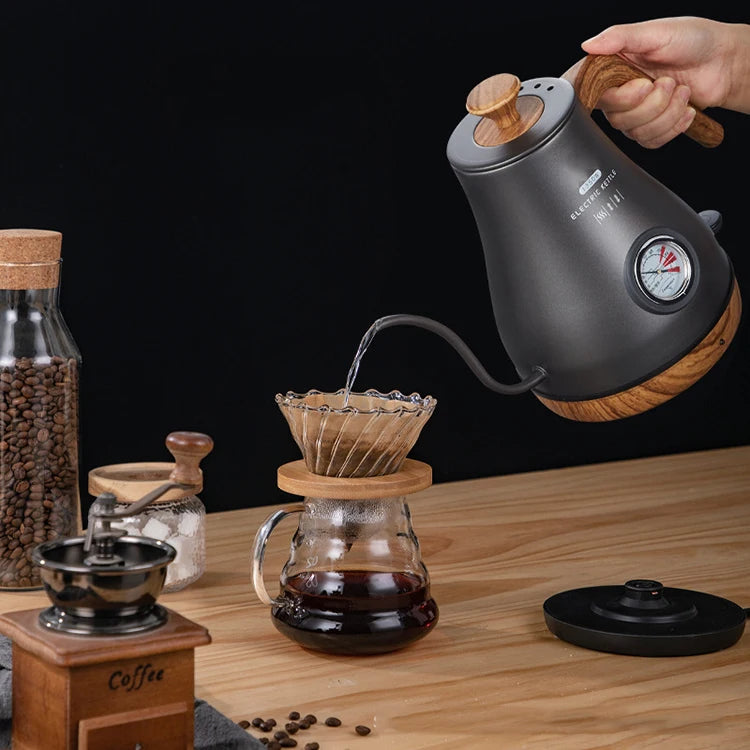 Chaleira elétrica Gooseneck, Controle de temperatura, Cortar, Habitação de proteção seca, Chá, Café, Termômetro de água, Longo Despejo