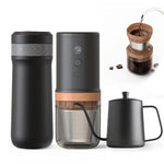 ICafilas-Conjunto de café elétrico fabricado à mão, Acessórios Barista, Moedor com garrafa térmica, Caneca para Camping ao ar livre, Viagem, 3Pcs