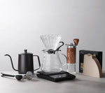 Pour Over Coffee Pot Set com caixa de presente, moedor de feijão, chaleira gotejamento de água quente, viagens ao ar livre, Wilderness Kit, 4-10Pcs