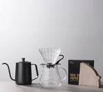 Pour Over Coffee Pot Set com caixa de presente, moedor de feijão, chaleira gotejamento de água quente, viagens ao ar livre, Wilderness Kit, 4-10Pcs
