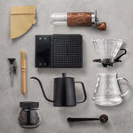 Pour Over Coffee Pot Set com caixa de presente, moedor de feijão, chaleira gotejamento de água quente, viagens ao ar livre, Wilderness Kit, 4-10Pcs