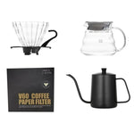 Coffee Pot Set com caixa de presente, Pour Over Coffee Sets, Bean Grinder, Chaleira de gotejamento de água quente, Viagem ao ar livre Kit Wilderness, 4-8Pcs