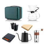 Coffee Pot Set com caixa de presente, Pour Over Coffee Sets, Bean Grinder, Chaleira de gotejamento de água quente, Viagem ao ar livre Kit Wilderness, 4-8Pcs